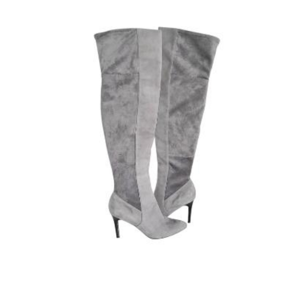 Cole Haan Over Knee High Heel Boot Grand Marina Emilee Gray Suede OTK Women 7.5